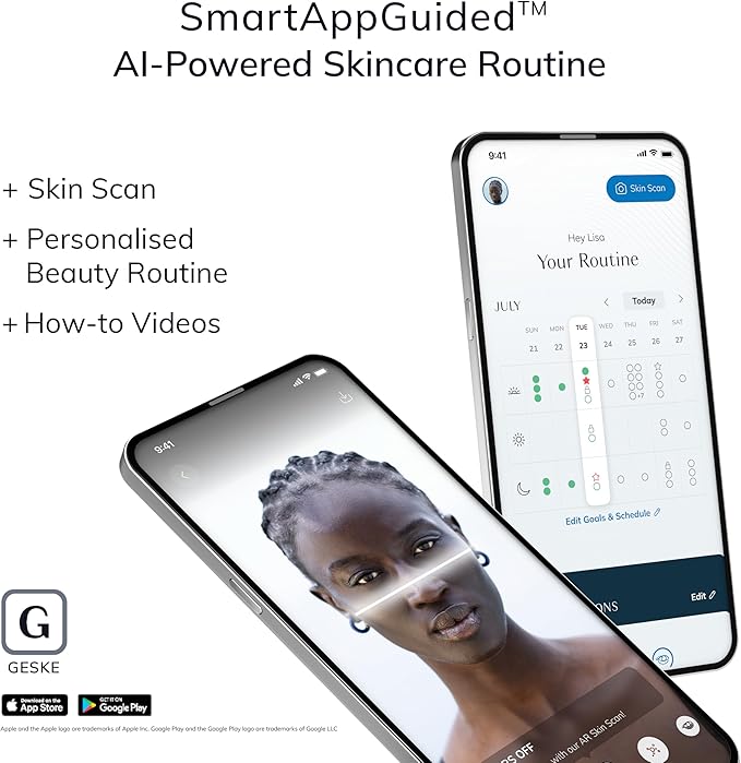 GESKE SmartAppGuided™ Aqua-Stream Face Cleanser | 8 in 1 | Deep Pore Cleansing | Impurities Prevention | Blackhead Extraction | Reduce Red &amp Dry Skin | Use with Our Aqua-Stream Solution