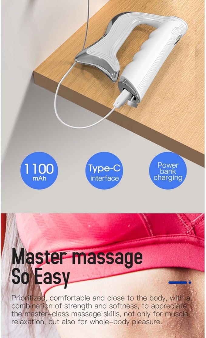 New Electric Fascia Knife Household Fascia Scraping Knife Micro-Current Muscle Relaxation Massager Electric Massager Medical Scraping Knife (White)