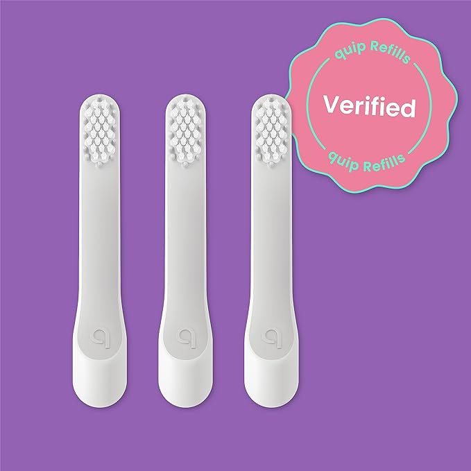quip Sonic Toothbrush Replacement Heads for Kids - 3 Pack - Verified quip Small Brush Head Refills for Electric Toothbrushes - Soft Bristles Compact &amp Flexible - Last 3 Months Each