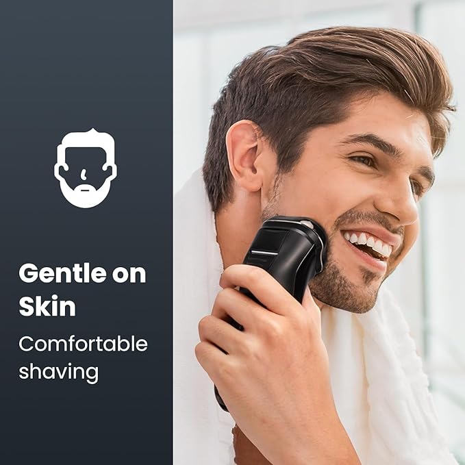 Electric Razor for Men Cordless: Wet/Dry Rotary Shaver Waterproof - USB Fast Charging &amp Sensitive Skin Care - Pop up Trimmer &amp Precision Blades Upgraded B2 Black-Silver