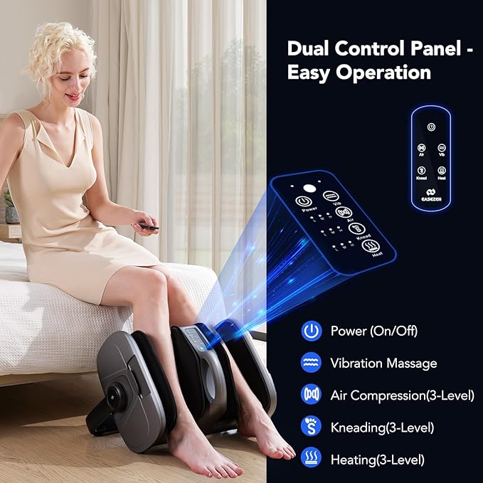 Foot Massager with Heat &amp Vibration Shiatsu Foot and Calf Massager for Pain Relief Deep Tissue Kneading-Massage Feet Leg Calf Ankle Arms