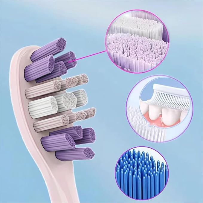Electric Toothbrush Replacement Brush Heads - Compatible for SEAGO S2/S5/S10/SK2(4 Pink Toothbrush Heads)