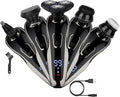 5 in 1 Electric Razor Shaver Rechargeable Cordless Head Beard Trimmer Shaver Kit Ipx6 Waterproof Dry Wet Grooming Kit 3D Rotary Blade