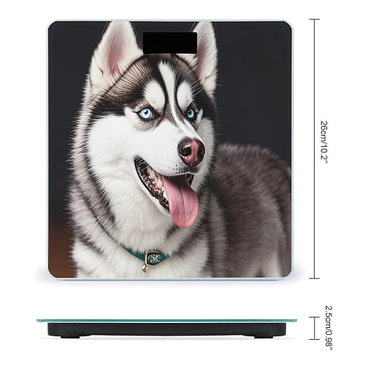 Cute Husky Dog Scale for Body Weight Digital Bathroom Scale Toughened Glass High Precision Scales for Body Weight with Large LCD Backlight Display Weight Scales