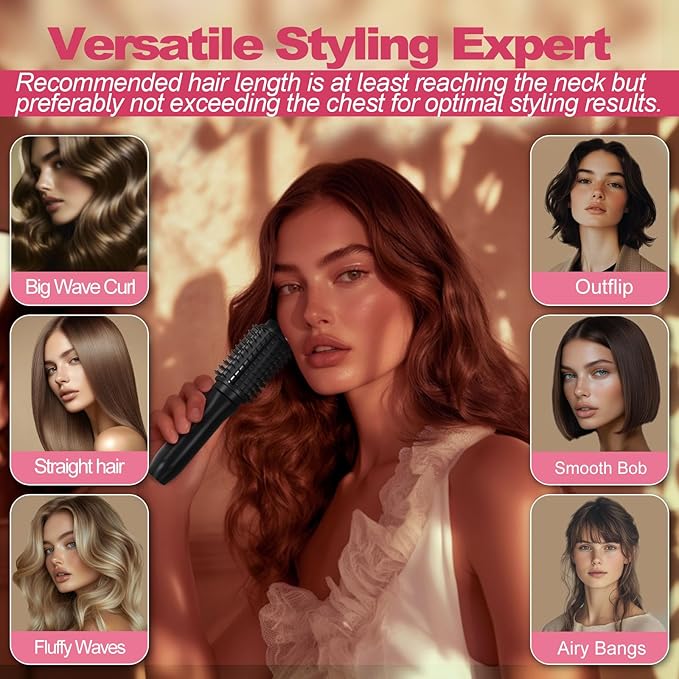 Youbella Cordless Hair Curling Iron Brush Mini Travel Hot Straightener Comb 3-In-1 Portable Wave Curling Wand 1.5″ Ionic Heated Brush USB Rechargeable Hair Curler All Black –No Automatic Rotation