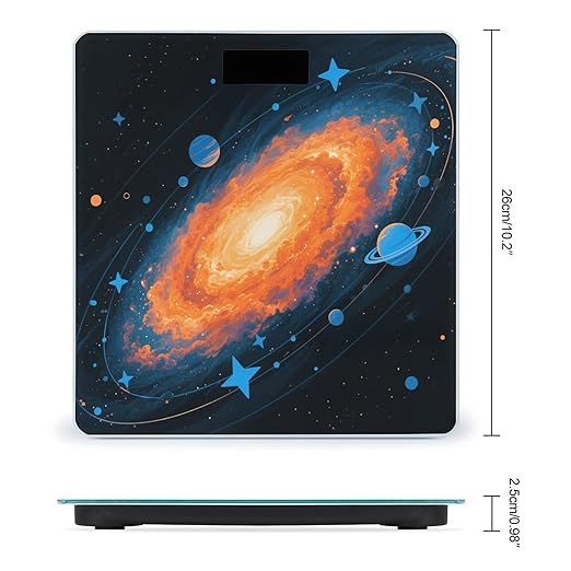 Galaxy Spiral Nebula Scale for Body Weight Sturdy Tempered Glass Weighing Scales with LCD Display Accurate Digital Bathroom Scale Convenient Body Fat Smart Scales Easy Read