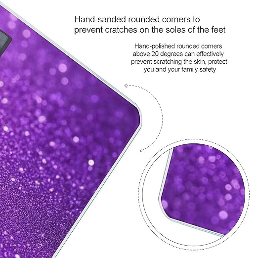 Smart Scale for Body Weight Automatic Switch Digital Bathroom Weighing Scale Purple Glitter Sparkle Pattern