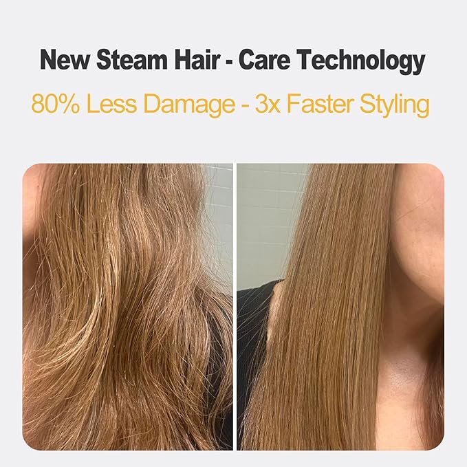 Steam Flat Iron and Culur - 1.25 Inch Hair Straightener for All Hair Types Adjustable Temp 284°F-410°F Fast Heat Up in 30 Sec (Black)