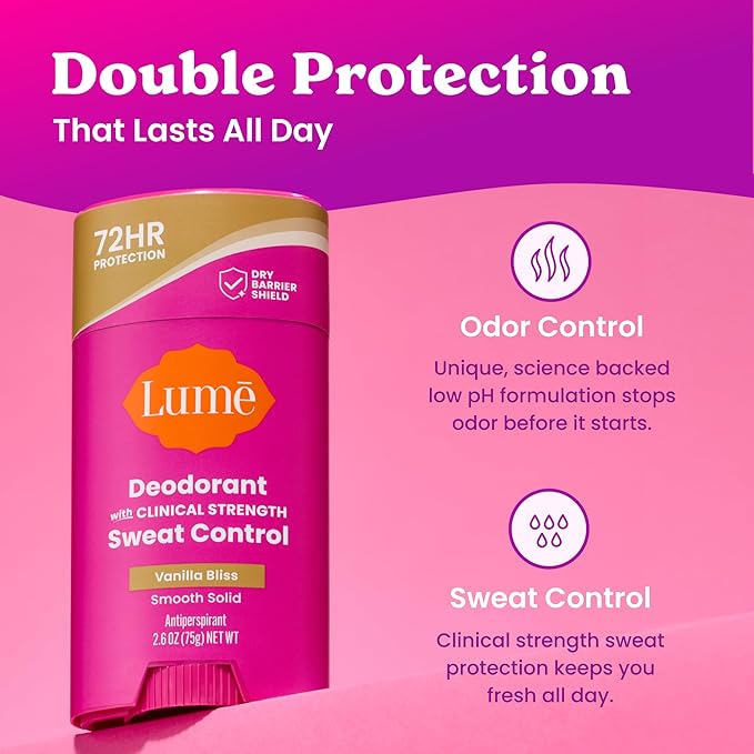 Lume Sweat Control Solid 2 Pack Vanilla Bliss NEW FORMULA AND PKGING