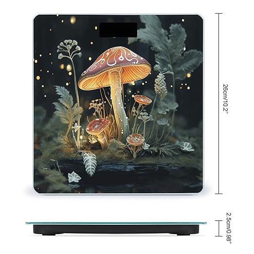 Butterfly Mushroom Scale for Body Weight Safe Rounded Corners Tempered Glass Digital Bathroom Scale LED Display 400lb Capacity Weight Scales with High Precision Sensors