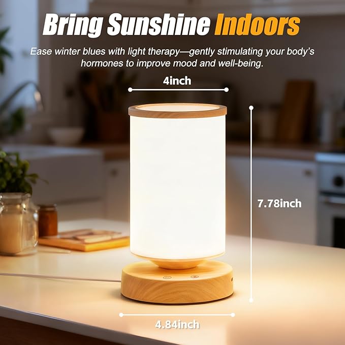 Light Therapy Lamp 10000 Lux Sunlight Lamp with Remote Control 3 Color Temperatures &amp 4 Brightness Levels Full Spectrum Light Ideal as Desk Bedside Lamp &amp Gift for Home/Office