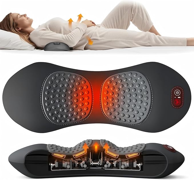 Triple Fusion Back Massager Upgraded 3 in 1 Neck Shoulder Electric Backs Massagers with Traction Vibration &amp Heat (Dark Gray)