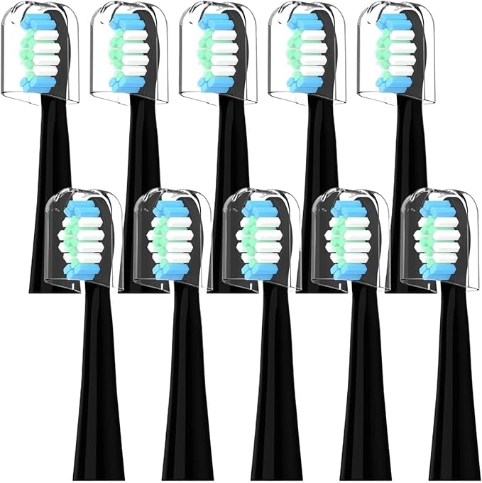 10 PCs Compatible with Oral-B Pulsonic Electric Toothbrush Sound Replacement Heads(Black)
