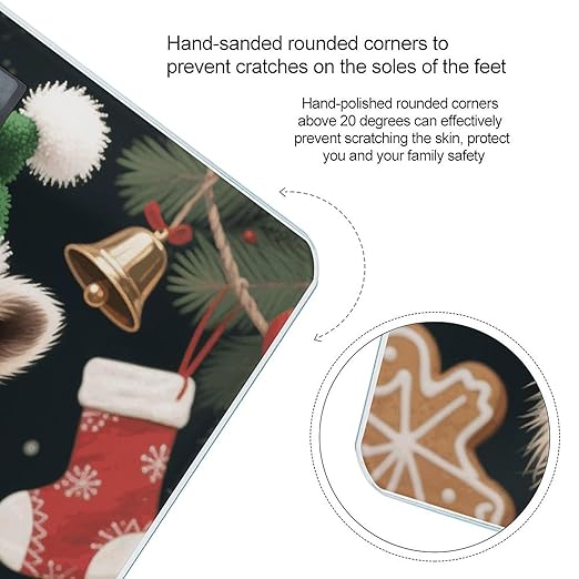 Christmas Raccoon Scale for Body Weight Sturdy Tempered Glass Weighing Scales with LCD Display Accurate Digital Bathroom Scale Convenient Body Fat Smart Scales Easy Read