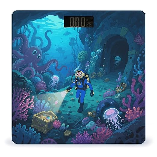 Deep Sea World Weight Scale Large Digital Bathroom Scales with Bright LED Display Non Slip Digital Scale and Step On Fashion Weighing Machine for Body