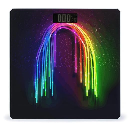 Rainbow NeonScale for Body Weight with LCD High Precision Weighing Scales Fashion Sturdy Tempered Glass Weight Scales Easy-to-Read Digital Bathroom Scale for Daily 400lb