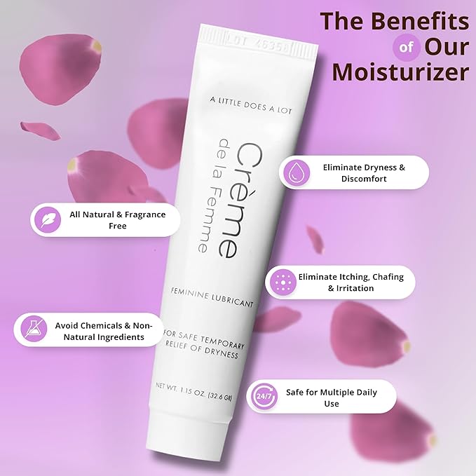 Crème De La Femme Daily Vaginal Moisturizing Cream for Long-Lasting Relief from Feminine Dryness Chemical &amp Hormone Free Fragrance-Free Also a Hydrating Intimate Lubricant for Men and Women – 6