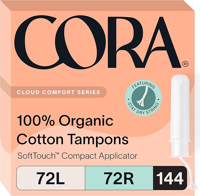 Cora Organic Feminine Care | Applicator and Non-Applicator Tampon Packs | Ultra-Absorbent Unscented Natural Non-Toxic | 180 Total | Bundle Pack