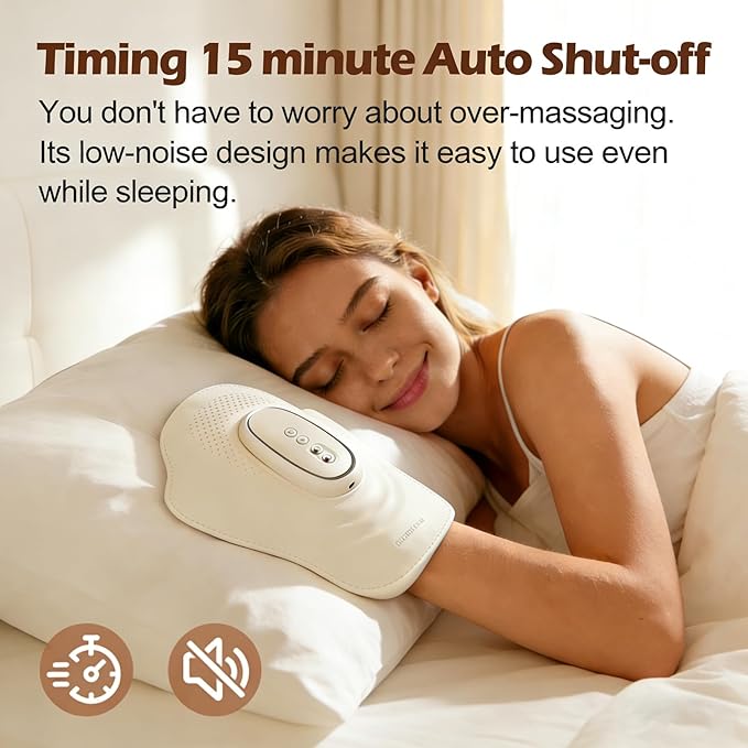 Hand Massager with Heat| Lightweight Cordless Hand Massager| Long Lasting Battery| Full-Hand &amp Wrist Coverage| Designed for Daily Comfort at Office Home Travel (Standard)