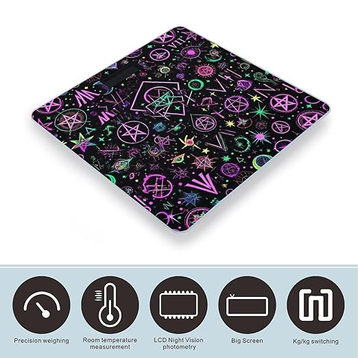 Energy Saving Scale Bathroom Weighing Scale Smart Scale for Body Weight Digital Witch Magic Sun Moon Star Alchemical Cosmic Signs Witchcraft