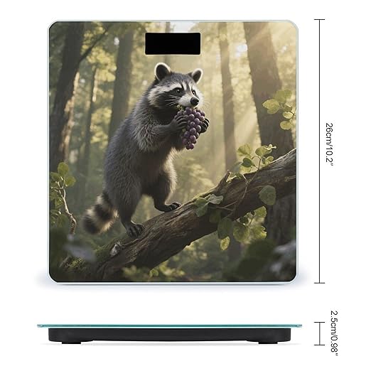 Raccoon Weight Scale Large Digital Bathroom Scales with Bright LED Display Non Slip Digital Scale and Step On Fashion Weighing Machine for Body