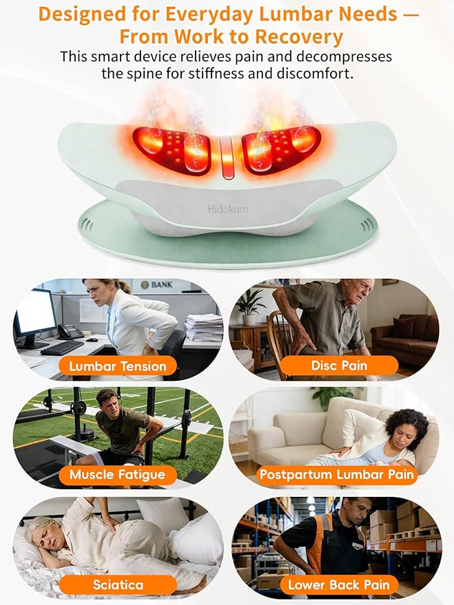 Smart Lower Back Massager with Soothing Warm Therapy &amp Air Traction – Spinal Decompression Device for Sciatica Relief Lumbar Pressure &amp Stiffness - Ideal Gift for Parents &amp Loved Ones