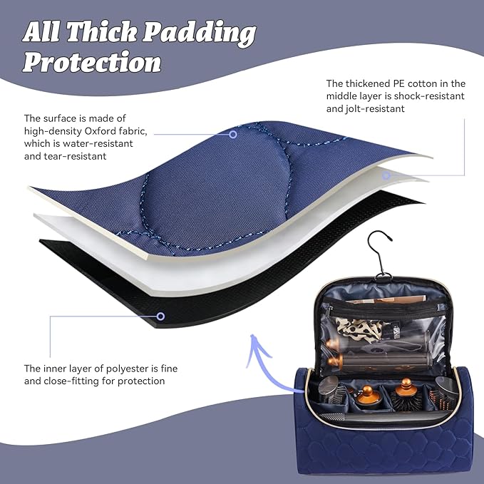Travel Case for Dyson Airwrap Complete Style Portable Padded Storage Bag with Hanging Hook Fits All Dyson Airwrap Models &amp Attachments Blue