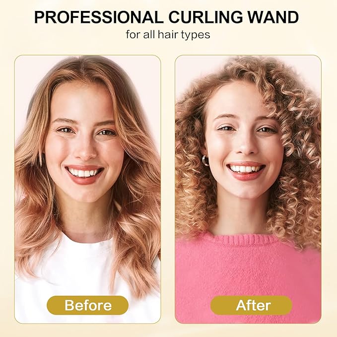 DAN Technology 3/8 Inch Tiny Curling Wand for Tight Spiral Curls Tourmaline Ceramic Small Barrel Hair Curler with LCD Display (180°F–430°F) Fast Heating Dual Voltage Auto Shut-Off Black &amp Gol