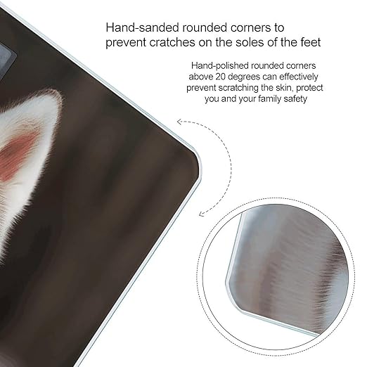 Husky Piquant Dog Scale for Body Weight High Precision Digital Weight Scales with LCD Display Anti-Slip Sturdy Slim Tempered Glass Bathroom Scale for Home Use