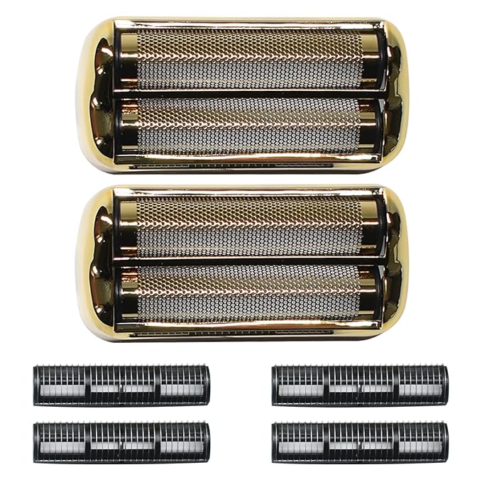 2PCS Replacement Foil and Cutters for BaBylissPRO Barberology Electric Shaver Double Foil Shaver Replacement Head Compatible with BaBylissPRO FXFS2 Shaver (Gold)