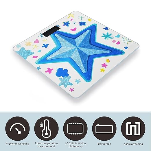 Cartoon Blue Star Smart Scale for Body Weight Accurate Bathroom Scale with LED Display Digital Weight Scales Weighing Machine High Precision Scales for Bath Home