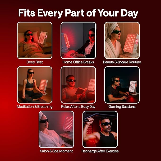 Portable Red Light Therapy Panel – Led Near Infrared &amp Red Light Therapy for Body Face Neck Back Knee Shoulders Muscles – Spa Sauna &amp Sleep Support Tool – 630 nm 660 nm 850 nm Wavele