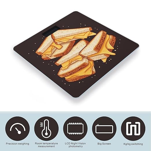 Cheese Sandwiches Smart Scale for Body Weight Accurate Bathroom Scale with LED Display Digital Weight Scales Weighing Machine High Precision Scales for Bath Home