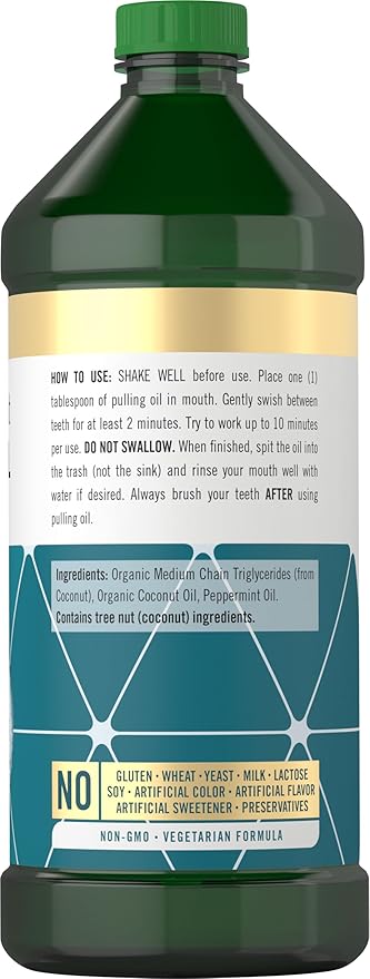 Carlyle Coconut and Mint Pulling Oil | 16 fl oz (Pack of 2) | For Teeth and Gums | Alcohol Free &amp Non-GMO