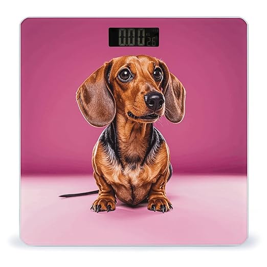 Dachshund Weiner Dog Scale for Body Weight Sturdy Tempered Glass Weighing Scales with LCD Display Accurate Digital Bathroom Scale Convenient Body Fat Smart Scales Easy Read