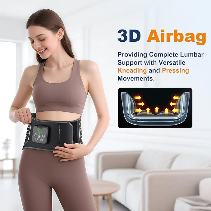Lower Back Massager with Heat Cordless Back Heating Pad with 4 Heat Levels 3 Vibration Modes &amp Air Compression Pain Relief Gifts for Women Men Mom &amp Dad