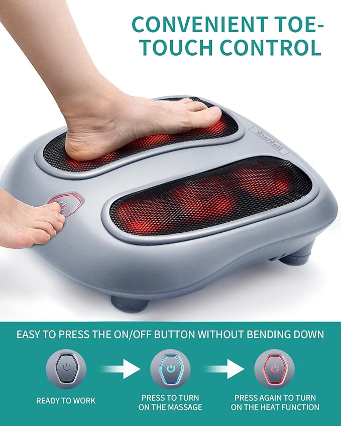 Nekteck Shiatsu Neck and Back Massager with Soothing Heat and Storage Bag Shiatsu Foot Massager