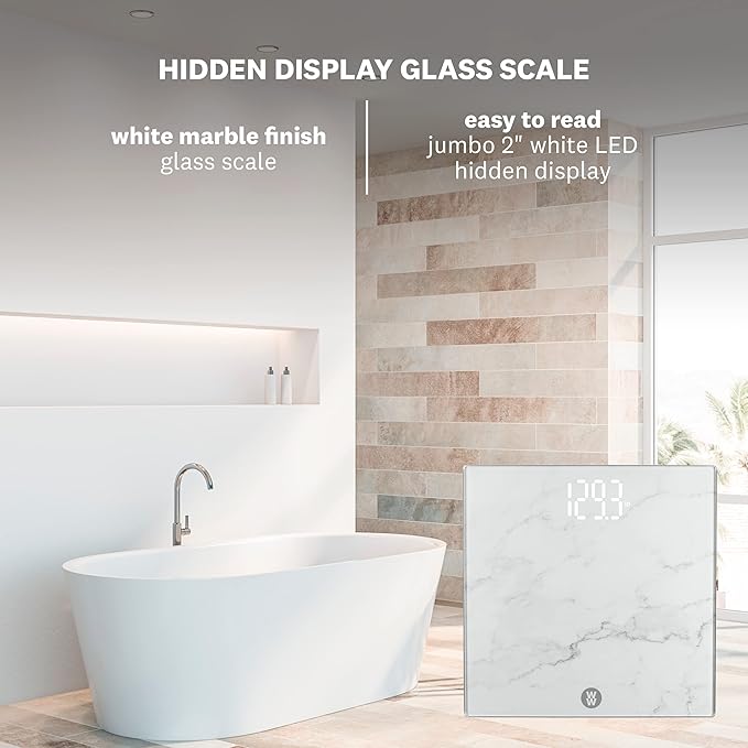 Weight Watchers Scales by Conair Scale for Body Weight Digital Bathroom Scale in White Marble Finish
