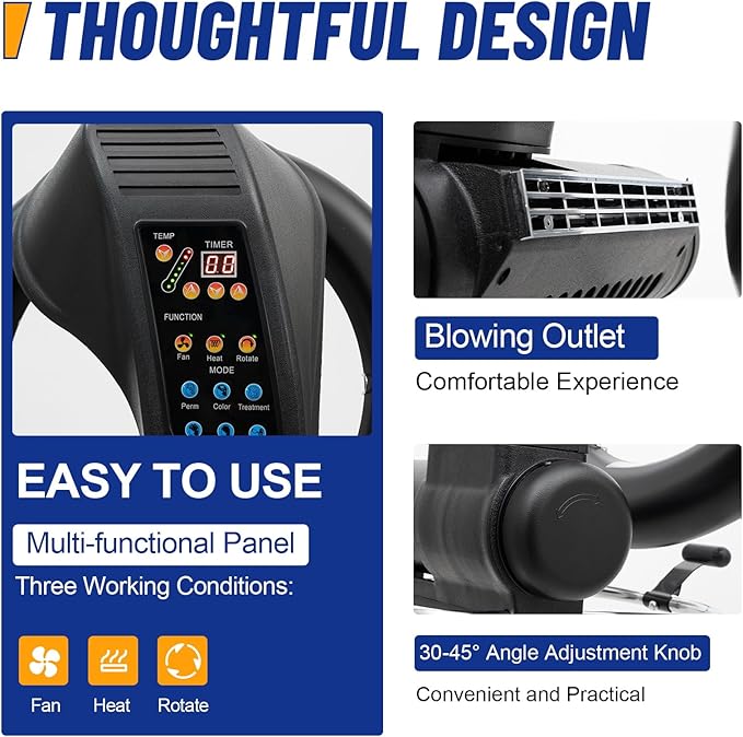 3 in 1 Orbiting Infrared Hair Dryer Permer Processor Heater 1000W/850W Multi-Functional Salon 360° Orbiting Infrared Hair Dryer Drying Perming Machine Portable Hair Dryer for Home (850W)