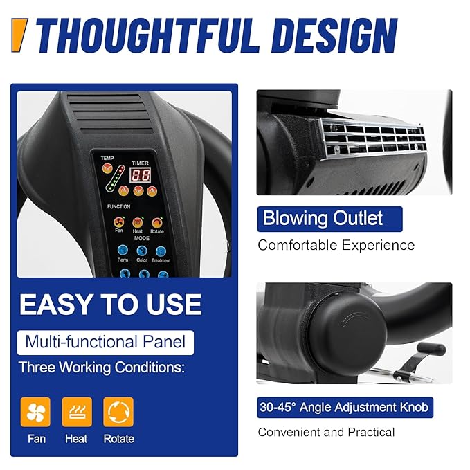 3 In 1 Orbiting Infrared Hair Dryer Color Processor Salon Perming Machine 360 Degree Rotation with Timer for Hair Dyeing Perming Conditioning