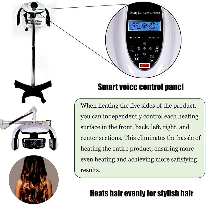 Wall Mounted/Vertical Hairdressing Dryer Infrared Hair Dryer with Swing Arm Stainless Steel Construction Specialized for Hair Dyeing Perming Salon &amp Home Use 110V-Vertical