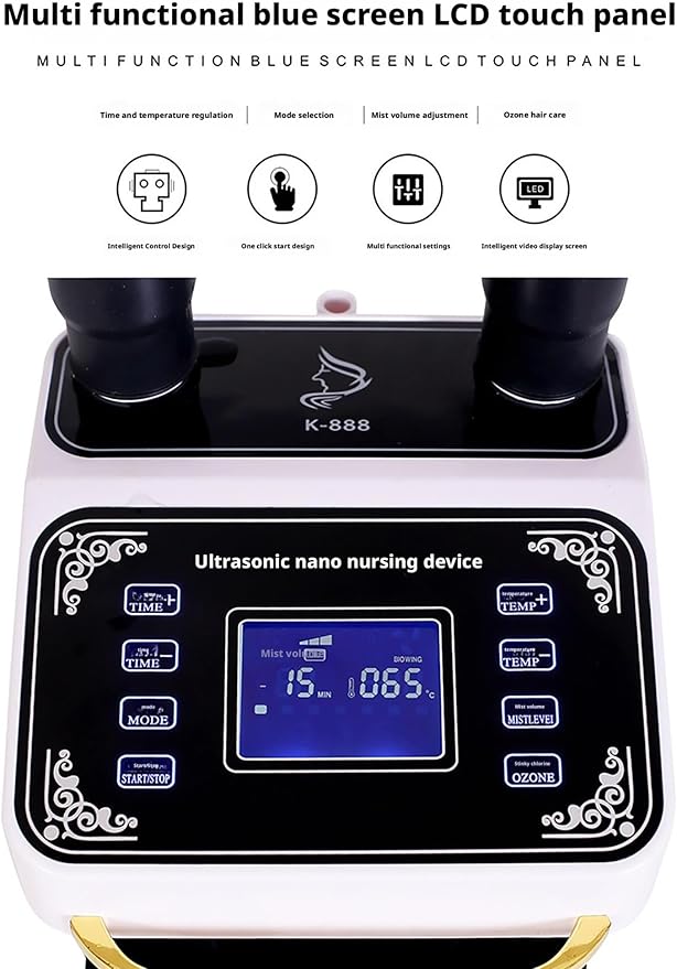 Nano Hair Steamer with Vaporizing Caps Standing Professional Micro Mist Hair Processor with Rolling Wheels(Milk)