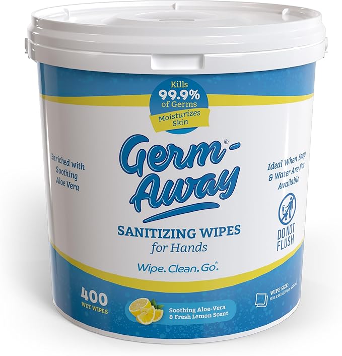 Hand Sanitizer - 400 Count Antibacterial Wipes Lemon Scent Hand Sanitizing Wipe with Aloe Vera Bulk Antibacterial Hand Wipes Economy Size Sanitizer (Pack of 4)