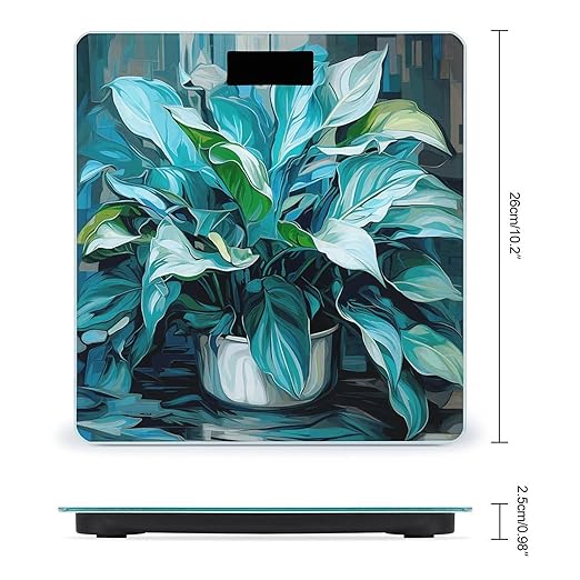 Many Green Leaves Scale for Body Weight Anti-Slip Tempered Glass Digital Bathroom Scales Clear LCD Display Weighing Scale Safe Rounded Corners Smart Scales