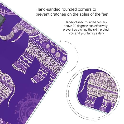 Purple Elephant Bathroom Scale for Body Weight LCD Display Digital Bathroom Scale Tempered Glass Bathroom Weight Scales Fashion Smart Scales for Home Bedroom 400 Lb