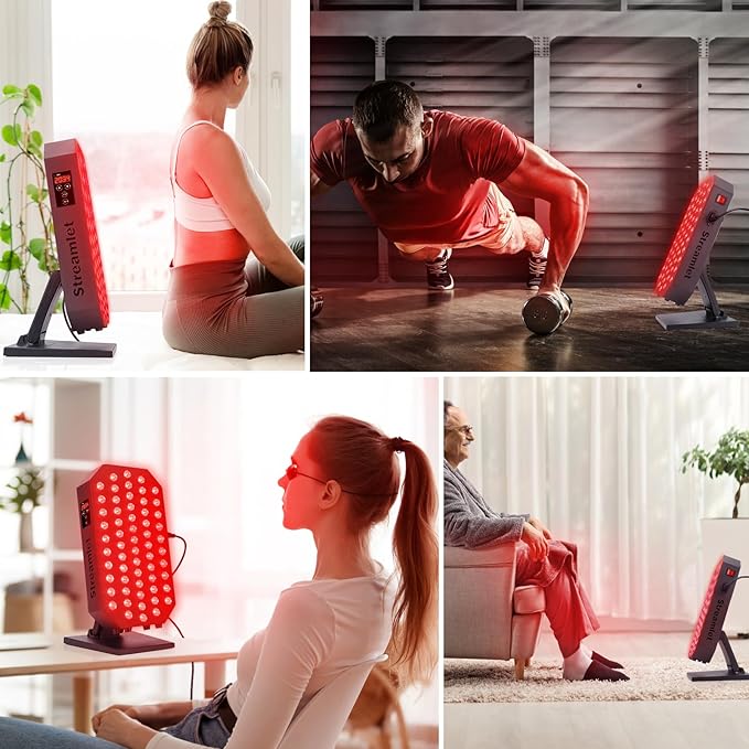 Red Light Therapy Panel for Face Body 660nm 850nm Near Infrared Light Device with Timer 60 Dual Chip Clinical Grade LEDs for Skin Health Recovery Pain Improve Sleep Energy Anti Aging