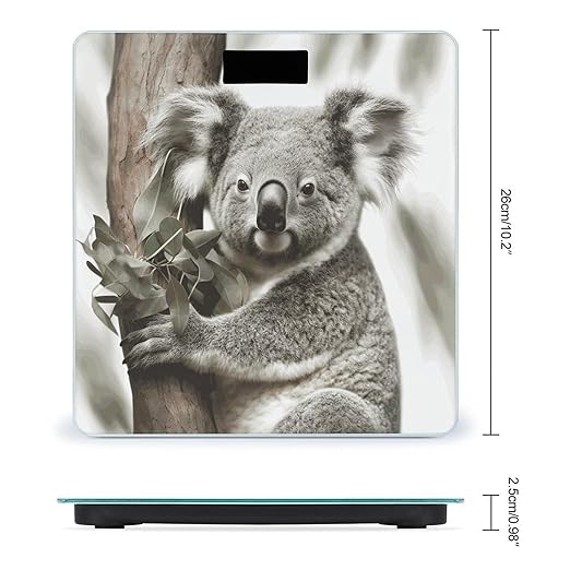 Koala Bathroom Scale Automatic Power On/Off Body Scales LCD Backlight Display Square Digital Scale Rounded Corners Bathroom Scales for Home Bedrooms