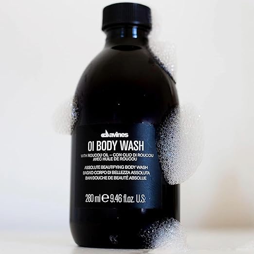 Davines OI Body Wash Gently Cleansing Moisturizing Body Wash for All Skin Types - Hydrates &amp Softens Skin with Antioxidant Roucou Oil - Rich Creamy Foam with Signature OI Scent 9.47 Fl Oz