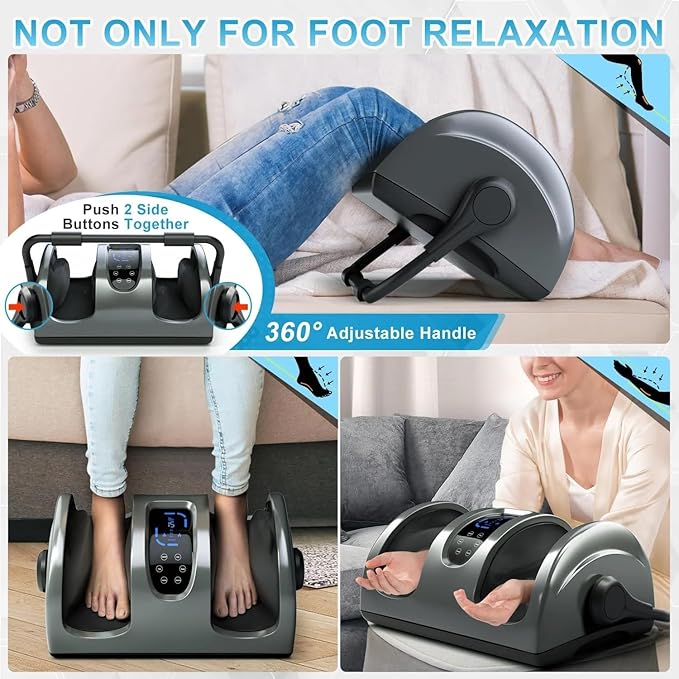 Shiatsu Foot Massager Machine with Heat Deep Kneading Foot Massager for Plantar Fasciitis Neuropathy Pain Relief Calf Leg Ankle Massage Remote Control Gifts for Women Men (Gray)