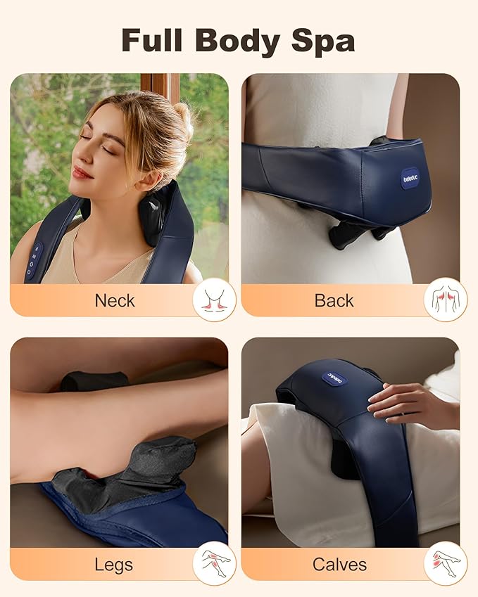 Beleduc Neck and Shoulder Massager with Soothing HeatFSA Eligible Cordless Neck Back Massager Upgrad 4D Shiatsu Deep Kneading Massage for Back Shoulder